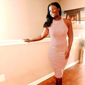 Red and white striped cotton dress